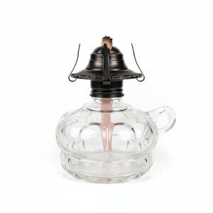 Vintage Lamplight Farms Oil Lamp Clear Glass Finger Loop Lamp Made in USA Mini H